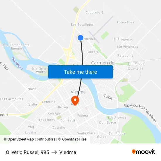 Oliverio Russel, 995 to Viedma map