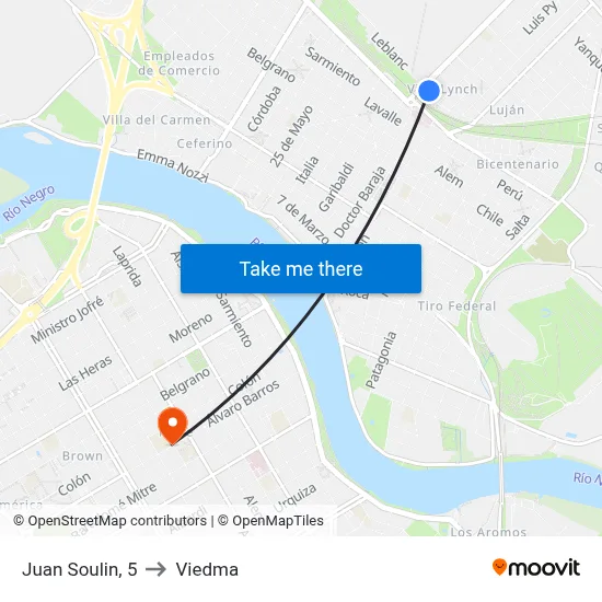 Juan Soulin, 5 to Viedma map