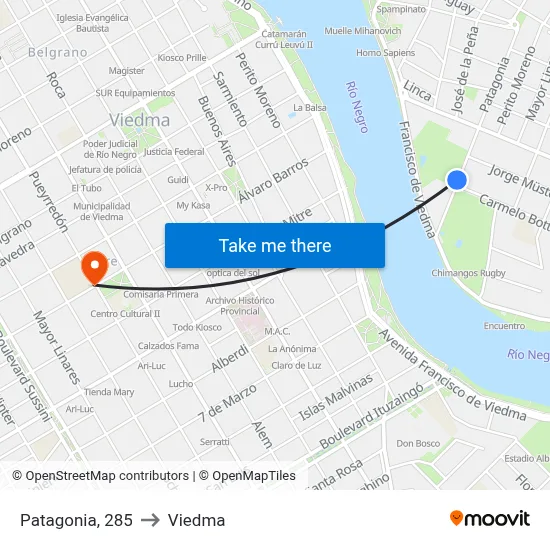 Patagonia, 285 to Viedma map