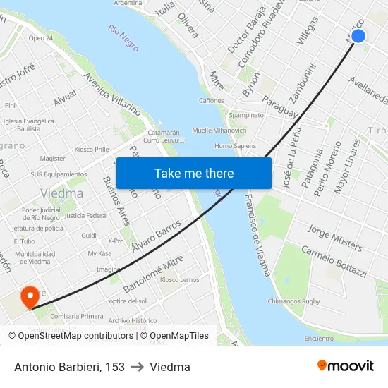 Antonio Barbieri, 153 to Viedma map