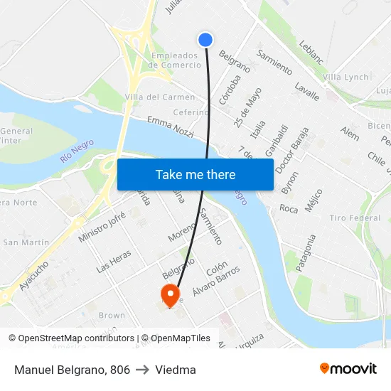 Manuel Belgrano, 806 to Viedma map