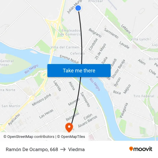 Ramón De Ocampo, 668 to Viedma map