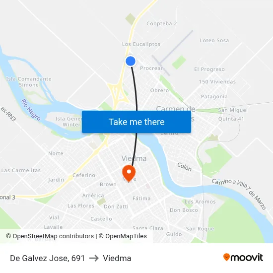 De Galvez Jose, 691 to Viedma map