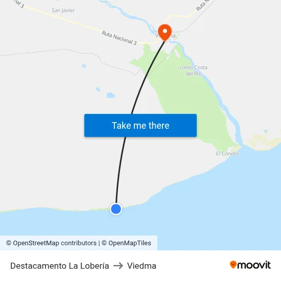 Destacamento La Lobería to Viedma map