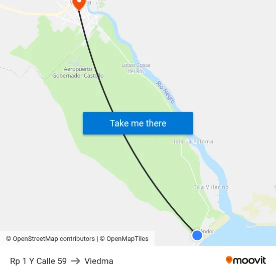 Rp 1 Y Calle 59 to Viedma map
