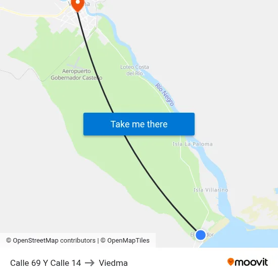 Calle 69 Y Calle 14 to Viedma map