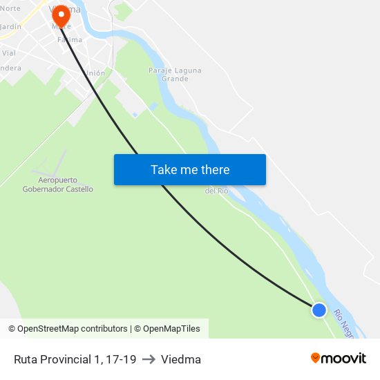 Ruta Provincial 1, 17-19 to Viedma map