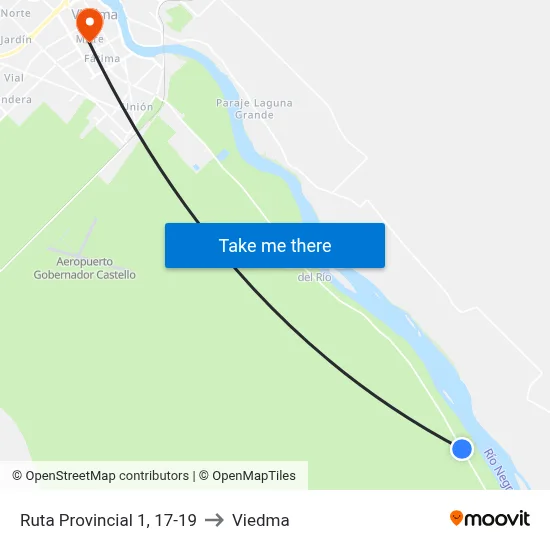 Ruta Provincial 1, 17-19 to Viedma map