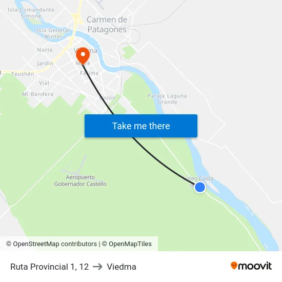 Ruta Provincial 1, 12 to Viedma map