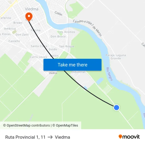 Ruta Provincial 1, 11 to Viedma map