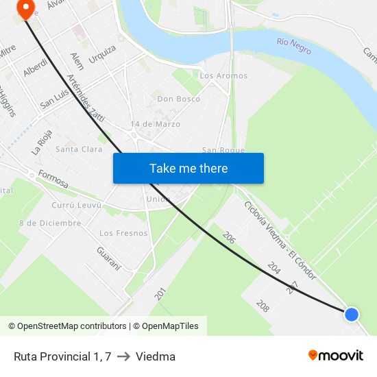 Ruta Provincial 1, 7 to Viedma map