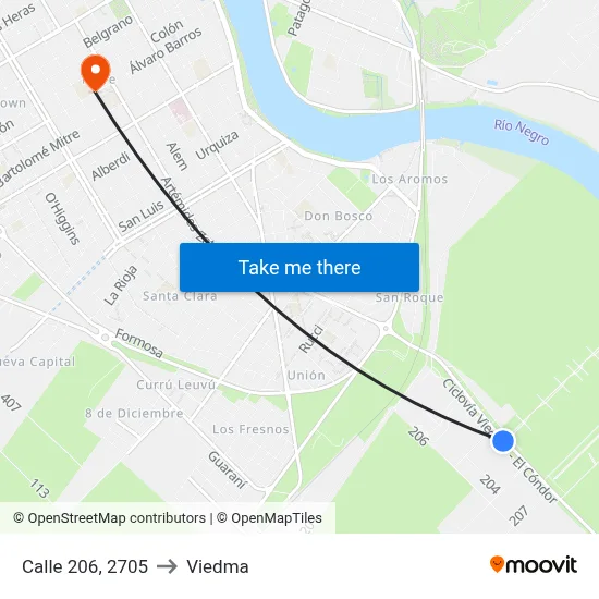Calle 206, 2705 to Viedma map