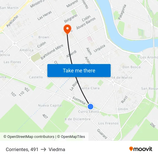 Corrientes, 491 to Viedma map