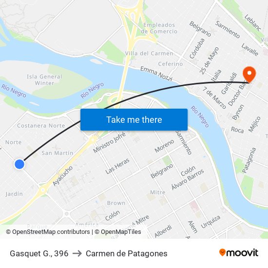 Gasquet G., 396 to Carmen de Patagones map