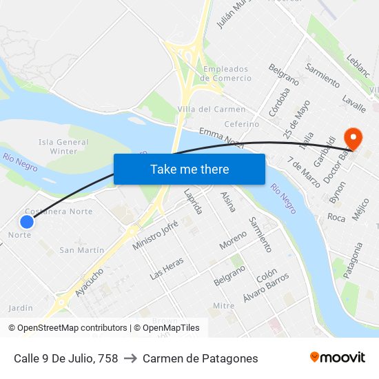 Calle 9 De Julio, 758 to Carmen de Patagones map