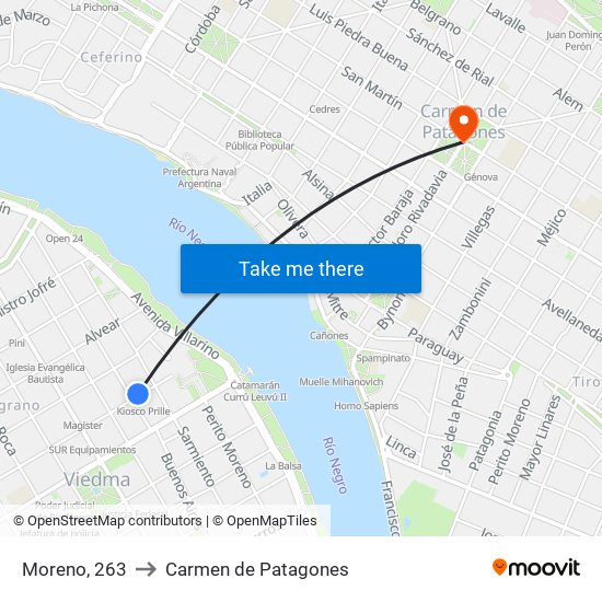 Moreno, 263 to Carmen de Patagones map