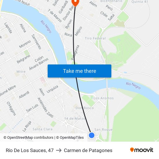 Río De Los Sauces, 47 to Carmen de Patagones map