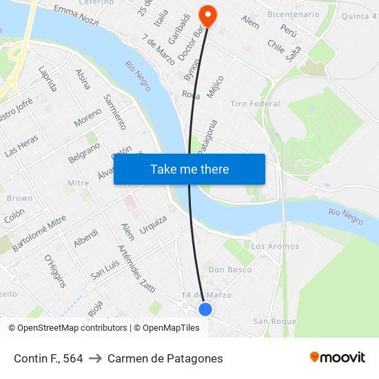 Contin F., 564 to Carmen de Patagones map