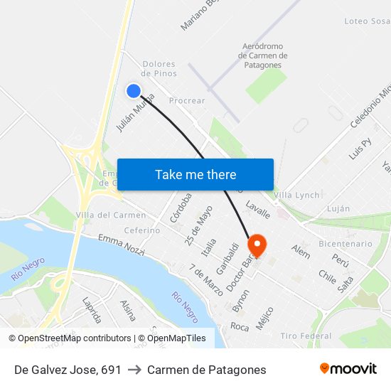 De Galvez Jose, 691 to Carmen de Patagones map
