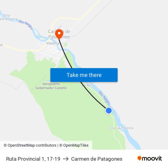 Ruta Provincial 1, 17-19 to Carmen de Patagones map