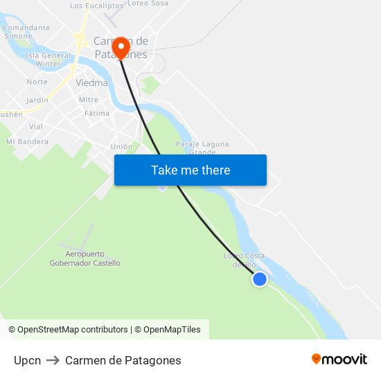 Upcn to Carmen de Patagones map