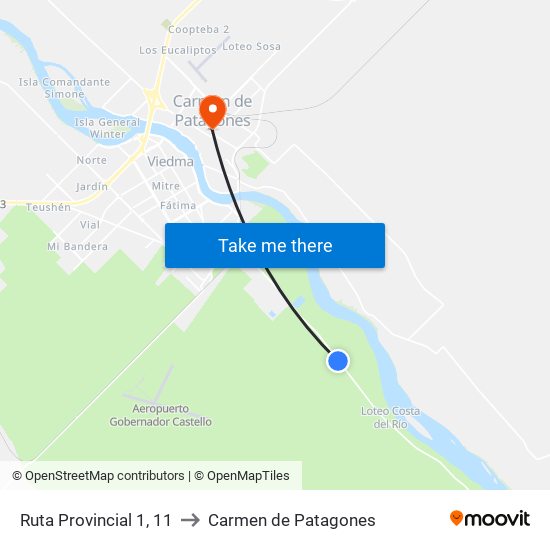 Ruta Provincial 1, 11 to Carmen de Patagones map