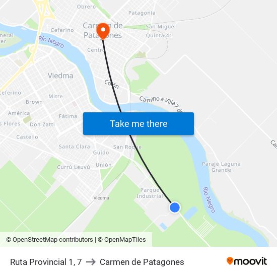 Ruta Provincial 1, 7 to Carmen de Patagones map