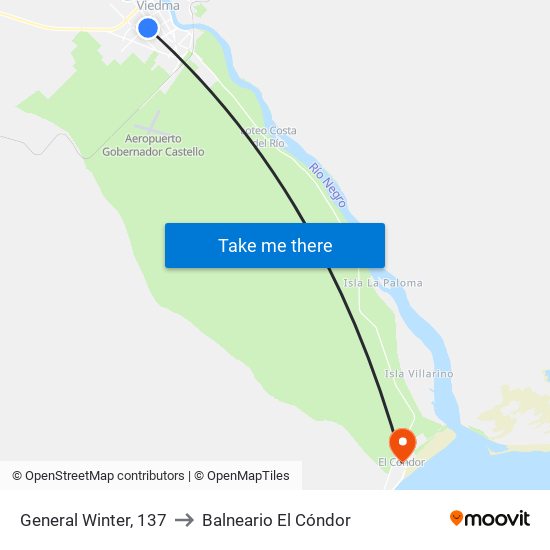 General Winter, 137 to Balneario El Cóndor map