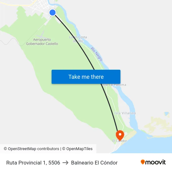 Ruta Provincial 1, 5506 to Balneario El Cóndor map