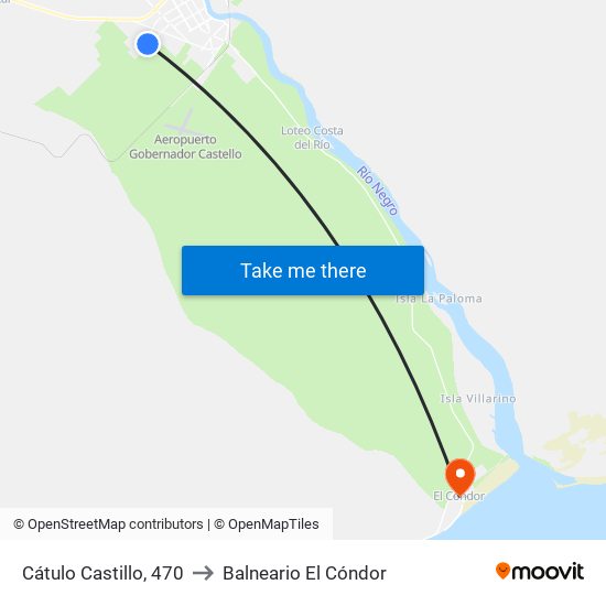 Cátulo Castillo, 470 to Balneario El Cóndor map