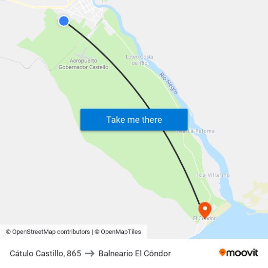 Cátulo Castillo, 865 to Balneario El Cóndor map