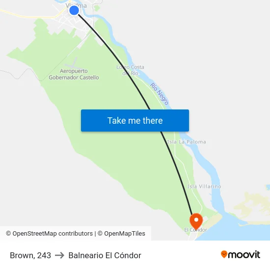 Brown, 243 to Balneario El Cóndor map
