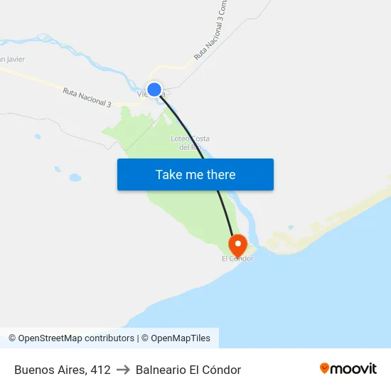 Buenos Aires, 412 to Balneario El Cóndor map