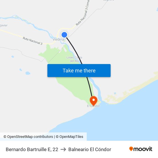 Bernardo Bartruille E, 22 to Balneario El Cóndor map
