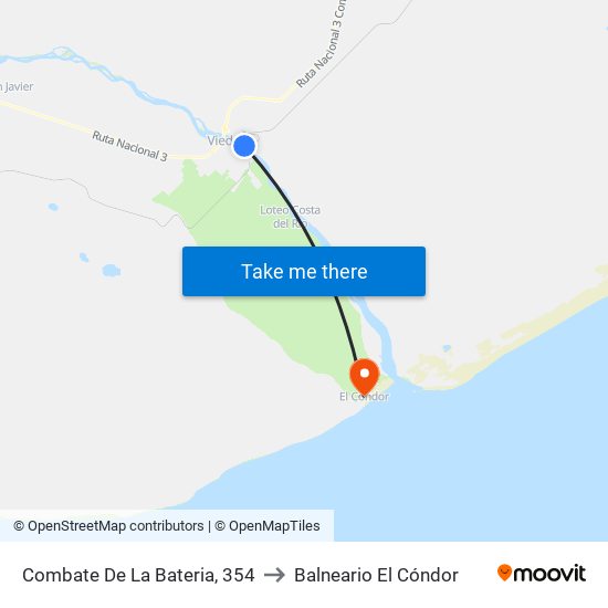 Combate De La Bateria, 354 to Balneario El Cóndor map