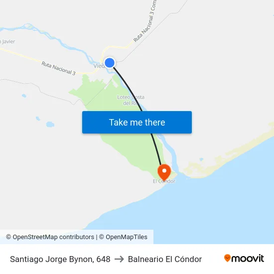 Santiago Jorge Bynon, 648 to Balneario El Cóndor map