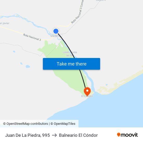 Juan De La Piedra, 995 to Balneario El Cóndor map