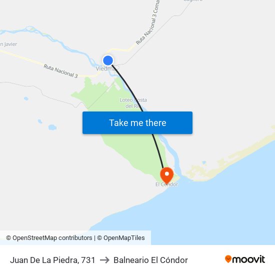 Juan De La Piedra, 731 to Balneario El Cóndor map