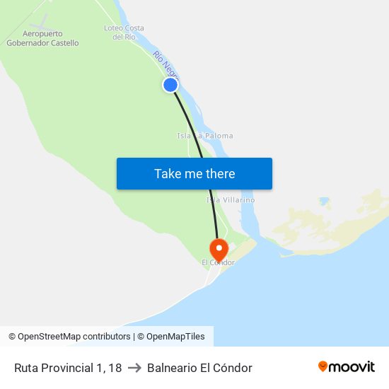 Ruta Provincial 1, 18 to Balneario El Cóndor map