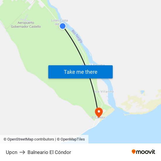 Upcn to Balneario El Cóndor map