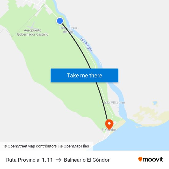 Ruta Provincial 1, 11 to Balneario El Cóndor map