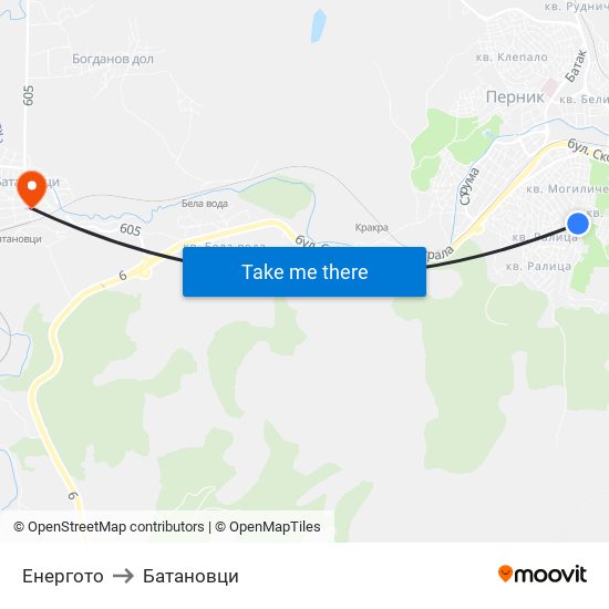 Енергото to Батановци map