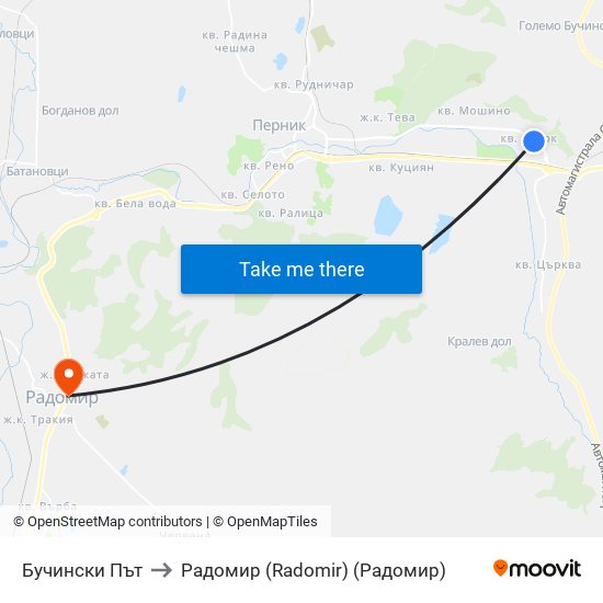 Бучински Път to Радомир (Radomir) (Радомир) map