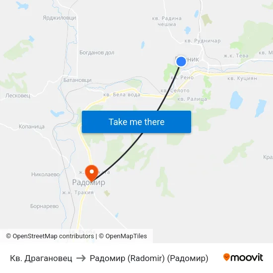 Кв. Драгановец to Радомир (Radomir) (Радомир) map