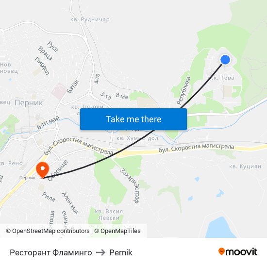 Ресторант Фламинго to Pernik map