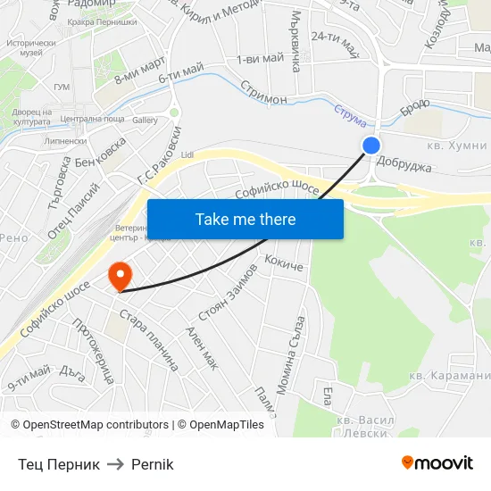 Тец Перник to Pernik map