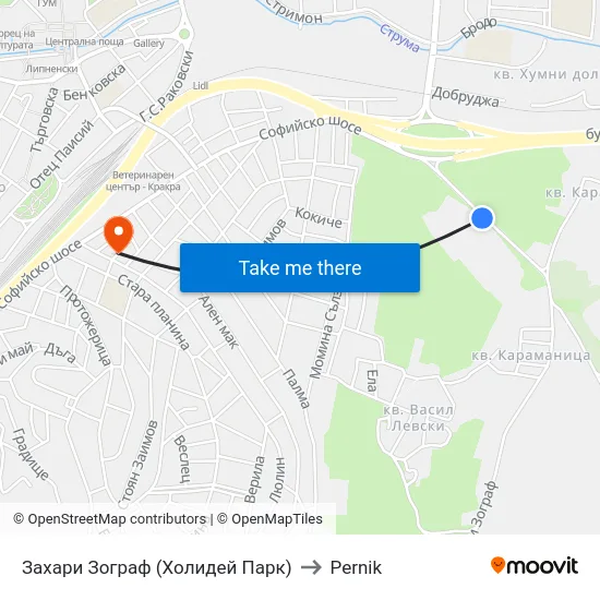 Захари Зограф (Холидей Парк) to Pernik map