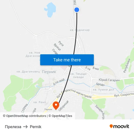 Прелеза to Pernik map