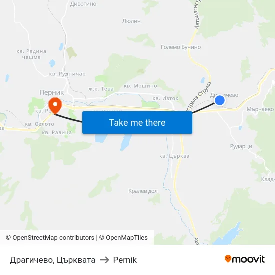 Драгичево, Църквата to Pernik map