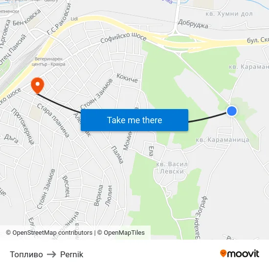 Топливо to Pernik map